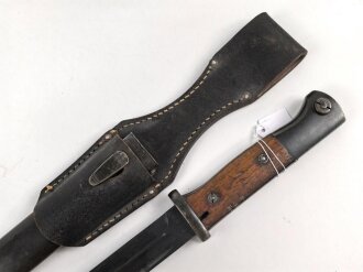 Seitengewehr M84/98 für k98 der Wehrmacht. Nummerngleiches Stück von Hörster, datiert 1939. In Koppelschuh von 1941
