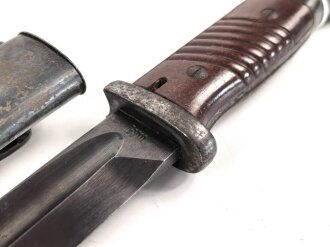 Seitengewehr M84/98 für k98 der Wehrmacht. Nummerngleiches Stück von bym 4"(Genossenschafts-Maschinenhaus der Büchsenmacher Ferlach) 1943. Seltener Hersteller
