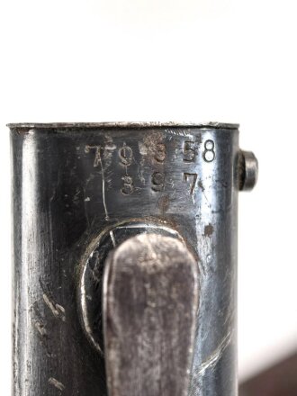 Seitengewehr M84/98 für k98 der Wehrmacht. Nummerngleiches Stück von bym 4"(Genossenschafts-Maschinenhaus der Büchsenmacher Ferlach) 1943. Seltener Hersteller