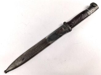 Seitengewehr M84/98 für k98 der Wehrmacht. Nummerngleiches Stück von bym 4"(Genossenschafts-Maschinenhaus der Büchsenmacher Ferlach) 1943. Seltener Hersteller