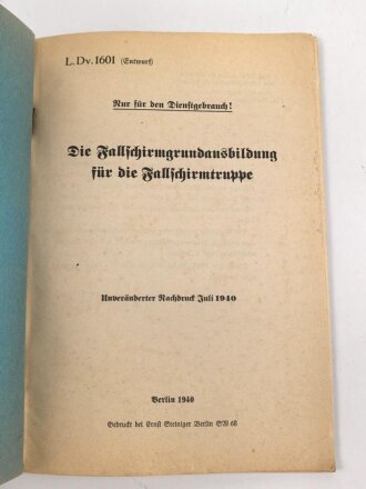 L.Dv. 1601 "Die Fallschirmgrundausbildung für...