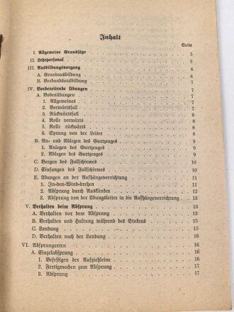 L.Dv. 1601 "Die Fallschirmgrundausbildung für die Fallschirmtruppe" datiert 1940, 31 Seiten