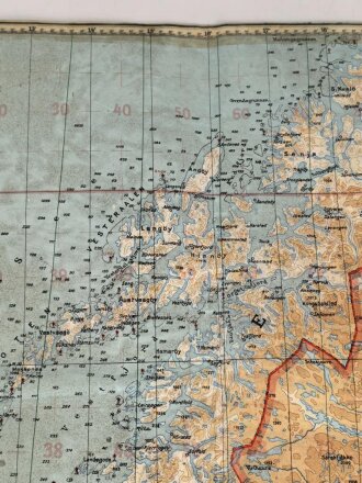 Deutsche Fliegerkarte Skandinavien herausgegeben vom Reichsluftfahrtministerium