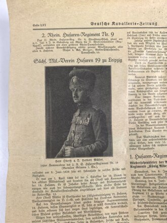 "Deutsche Kavallerie Zeitung" 1 Juni 1929, 2. Jahrgang Nr, 6, DIN A4, geknickt 