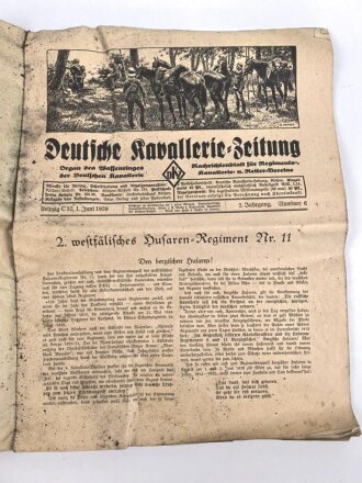 "Deutsche Kavallerie Zeitung" 1 Juni 1929, 2. Jahrgang Nr, 6, DIN A4, geknickt 