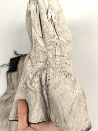 Winterkopfhaube Wehrmacht , Blaugrau auf weiß wendbar. getragenes Stück, ungereinigt