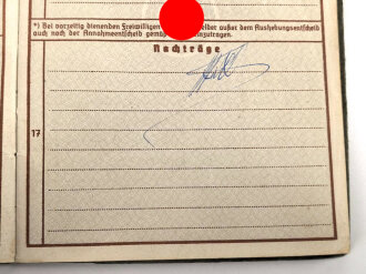 Wehrpaß Heer, eingestellt am 17.4.42 bei Artillerie Ersatz Abteilung Toul