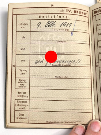 Wehrpaß Heer, ausgestellt 6.1.1937