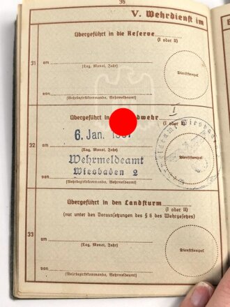 Wehrpaß Heer, ausgestellt 6.1.1937