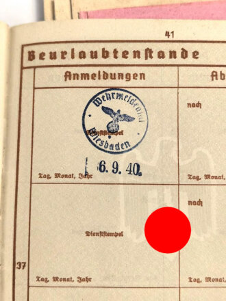 Wehrpaß Heer, ausgestellt 6.1.1937