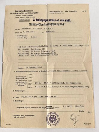 Wehrpaß Heer, ausgestellt 6.1.1937