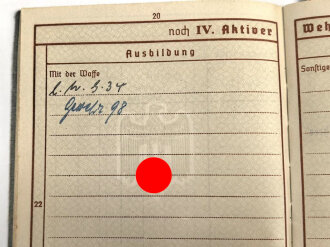 Wehrpaß Heer, ausgestellt 6.1.1937