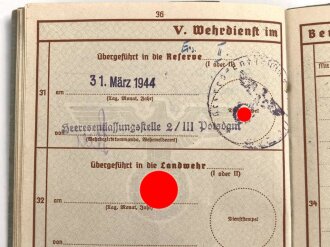 Wehrpaß, ausgestellt 28.4.1939