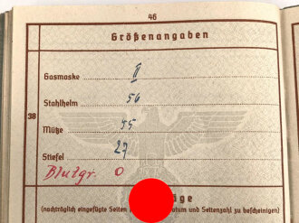 Wehrpaß, ausgestellt 28.4.1939