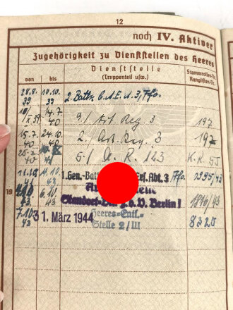 Wehrpaß, ausgestellt 28.4.1939