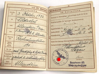 Wehrpaß Heer, ausgestellt 25.9.1936