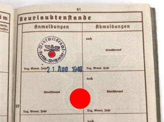 Wehrpaß Heer, ausgestellt 6.1.1938