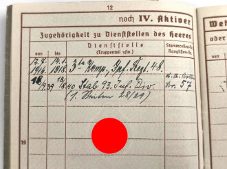 Wehrpaß Heer, ausgestellt 6.1.1938