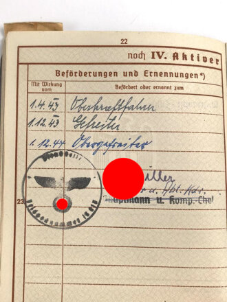 Wehrpaß Heer, ausgestellt 14.6.1937