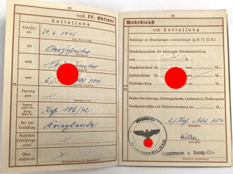 Wehrpaß Heer, ausgestellt 14.6.1937