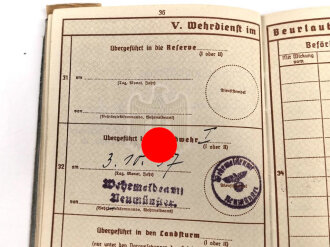 Wehrpaß Heer, ausgestellt 14.6.1937
