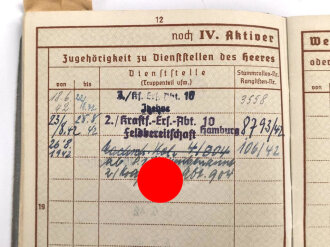 Wehrpaß Heer, ausgestellt 14.6.1937