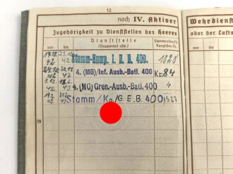 Wehrpaß Heer, ausgestellt 19.2.1942