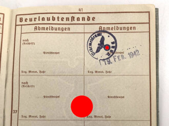 Wehrpaß Heer, ausgestellt 19.2.1942