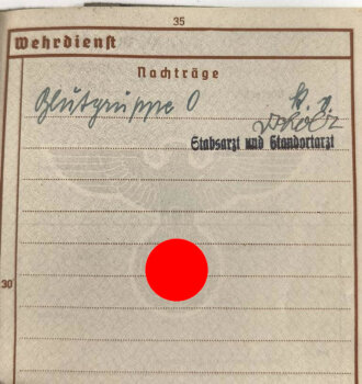 Wehrpaß, ausgestellt 8.5.1940