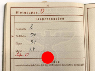 Wehrpaß, ausgestellt 8.5.1940