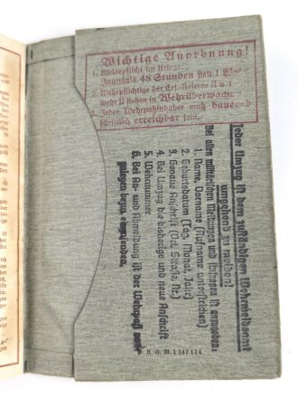 Wehrpaß, ausgestellt 8.5.1940