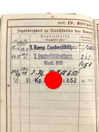 Wehrpaß, ausgestellt 8.5.1940