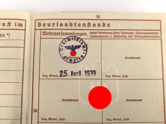 Wehrpaß Heer, ausgestellt 14.10.1936