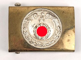Koppelschloss SA mit auf der Spitze stehendem Hakenkreuz , ungetragenes Stück 38mm