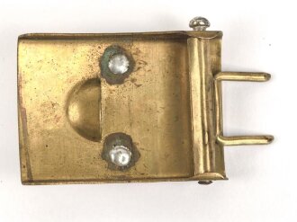 Koppelschloss SA mit auf der Spitze stehendem Hakenkreuz , ungetragenes Stück 38mm