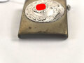 Koppelschloss SA mit auf der Spitze stehendem Hakenkreuz , ungetragenes Stück 38mm