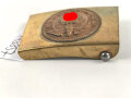 Koppelschloss SA mit auf der Spitze stehendem Hakenkreuz , ungetragenes Stück 38mm