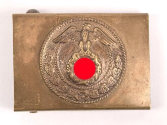 Koppelschloss SA mit auf der Spitze stehendem Hakenkreuz , Ausführung 38mm