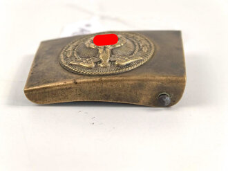 Koppelschloss SA mit auf der Spitze stehendem Hakenkreuz , Ausführung 38mm