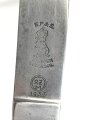 Fahrtenmesser für Angehörige der Hitlerjugend. Hersteller Ernst Pack & Söhne Solingen 1937.Devise deutlich, Griffraute wackelt leicht wie es sein soll. Ungereinigtes Stück in gutem Gesamtzustand