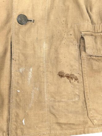 1. Weltkrieg, Khakibluse für Mannschaften des Asienkorps. Kammerstück in gutem Gesamtzustand, ungereinigt. Mit den extrem seltenen Schulterstücken