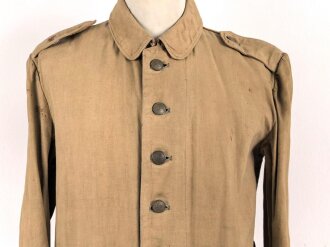 1. Weltkrieg, Khakibluse für Mannschaften des Asienkorps. Kammerstück in gutem Gesamtzustand, ungereinigt. Mit den extrem seltenen Schulterstücken