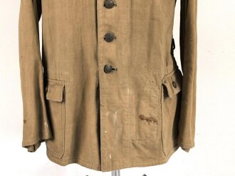 1. Weltkrieg, Khakibluse für Mannschaften des Asienkorps. Kammerstück in gutem Gesamtzustand, ungereinigt. Mit den extrem seltenen Schulterstücken