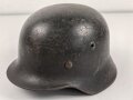 Stahlhelmglocke Modell 1940 für Angehörige der Waffen SS. In allen Teilen originales Stück, das SS Emblem entfernt. ET64, Lotnummer 768