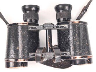 Doppelfernrohr 6 x 30 Wehrmacht. Durchsicht rechts mit sehr vielen kleinen Punkten, links einwandfrei. Strichplatte deutlich., Hersteller fvs  für Spindler & Hoyer Göttingen.