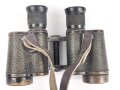 Russland 2. Weltkrieg, Doppelfernrohr 6 x 30 . Durchsicht rechts mit sehr vielen kleinen Punkten, links einwandfrei. Strichplatte deutlich. Beutestück eines deutschen Soldaten, der unten seinen Namen eingeritzt hat.