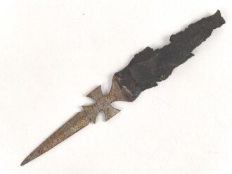 1. Weltkrieg, Brieföffner aus Granatsplitter. Gesamtlänge 17cm