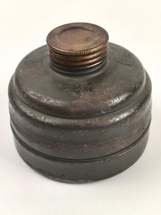 Gasmaskenfilter "Filtereinsatz "  für Luft- oder Zivilschutz. Hersteller " Auer", datiert 1942