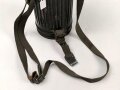 Gasmaskendose "Bereitschaftsbüchse" Modell 1938 Wehrmacht. Originallack, datiert 1938. Mit Beriemung. Ungereinigt