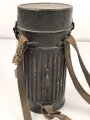 Gasmaskendose frühe Wehrmacht mit Beriemung. Originallack, ungereinigt